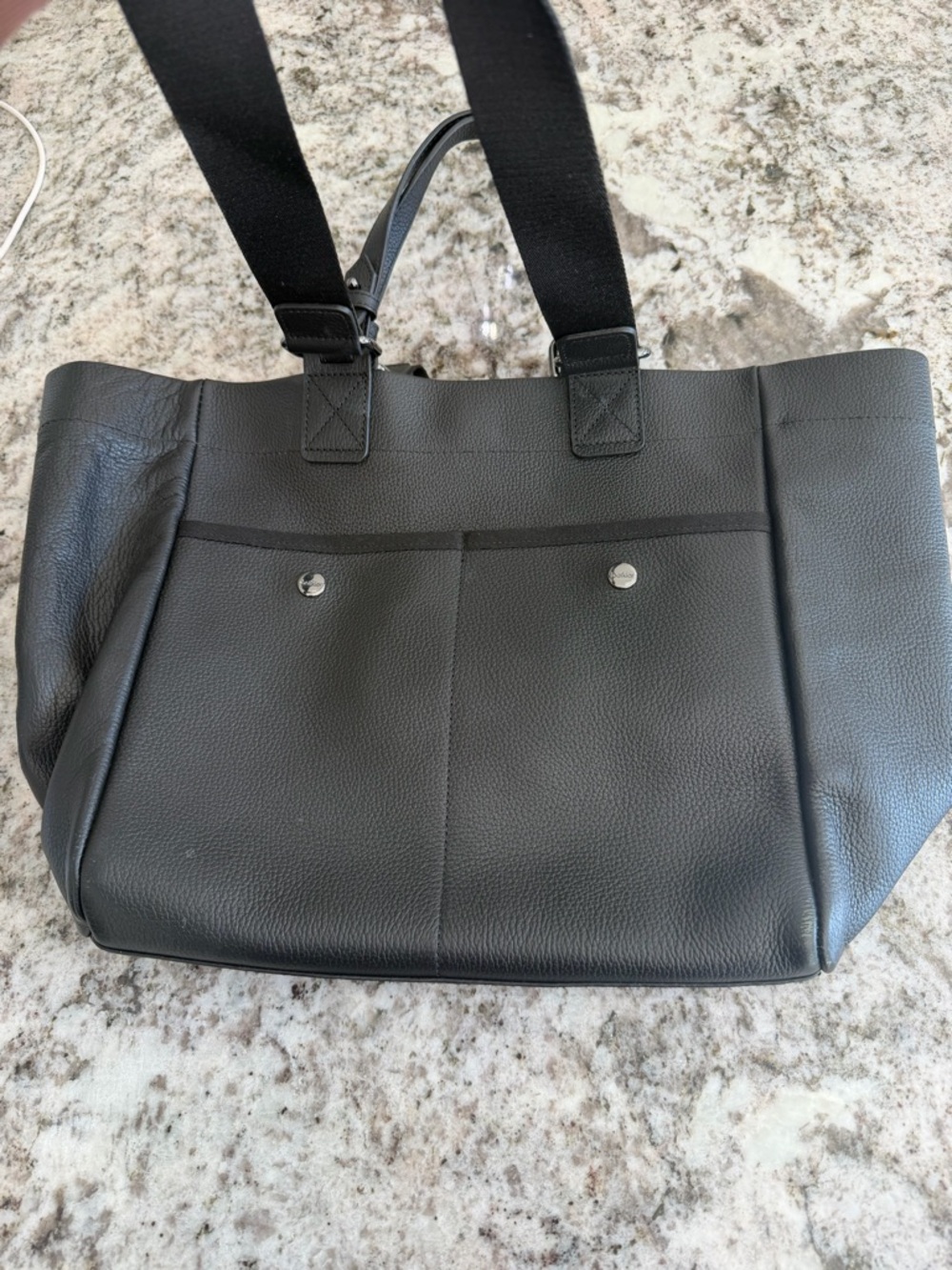 Botkier Black Pebbled Leather Tote with Logo Strap - Picture 9 of 11